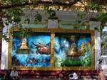 Relief Wandbild mit Szenen aus dem Leben des Buddha, Shwedagon-Pagode, Rangun, Birma.