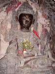 Darstellung eines Buddha mit einem schwarzen Kopf, neunzehnten Jahrhundert, archäologische Stätte Saga, Birma.