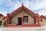 Das Whare Tupuna (Stammhaus), Whakarewarewa Thermal Village, Rotorua, Neuseeland.