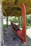 Historische Kanus, Rewas Dorf, Kerikeri, Northland, Neuseeland.