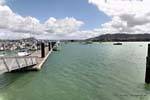 Ponton auf den Hafen, Whangaroa, Northland, Neuseeland.