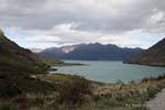 Blick von der Straße Makarora, Lake Hawea, Southland, Neuseeland.