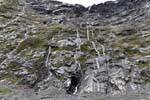 Cascades auf der Klippe, Homer Tunnel Road to Milford Sound Te Anau, Southland, Neuseeland.