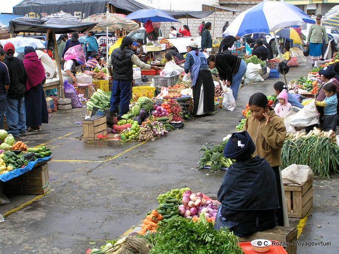 Der Markt für indische Obst und Gemüse Otavalo -Ecuador