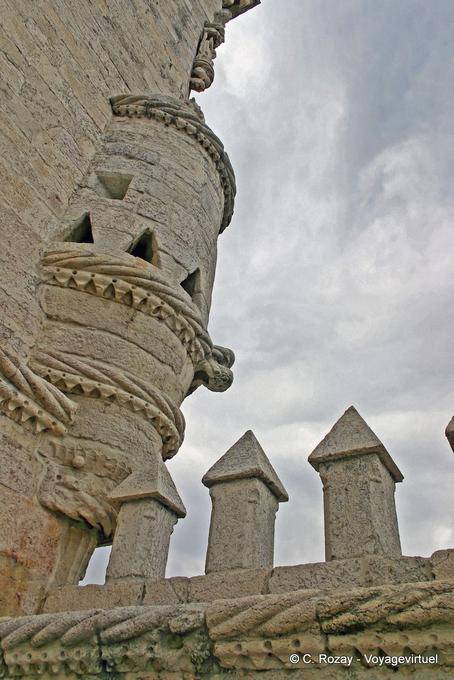 Architektonisches Detail der Turm von Belém, Lissabon - Portugal