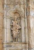 Coimbra-Statue in der Ecke, Sé Velha, Portugal.