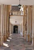 Marmorsäulen, Vorplatz der Aula der Universität, Coimbra, Portugal.