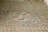 Jagdszene mit Reitern, Conimbriga römischen Stadt von Mosaiken, Portugal.
