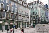 Baixa, Fassaden von Gebäuden mit keramischen Fliesen, Lissabon abgedeckt, Portugal.
