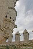 Architektonisches Detail der Turm von Belém, Lissabon, Portugal.