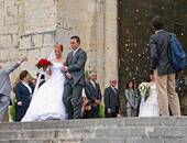 Auf den Stufen der Kathedrale, Lissabon verheiratet, Portugal.