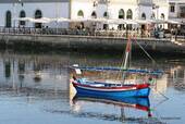 Blick aus dem Dock des Rio Gilao, Tavira, Portugal.