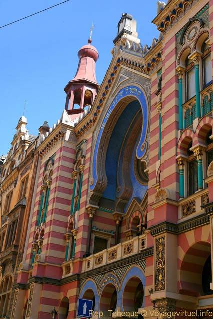 Polychromie de la façade, Synagogue jubilaire, (Jubilejní synagoga), Jeruzalemska - Prag, Tschechische Republik