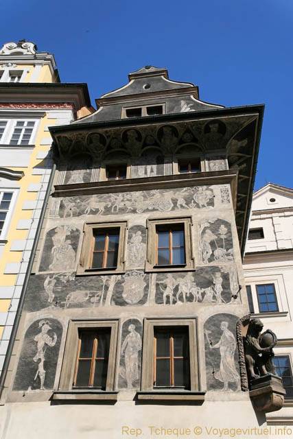 Vieille ville, sgraffites de la Maison à la Minute (Dům U Minuty), Malé námestí - Prag, Tschechische Republik
