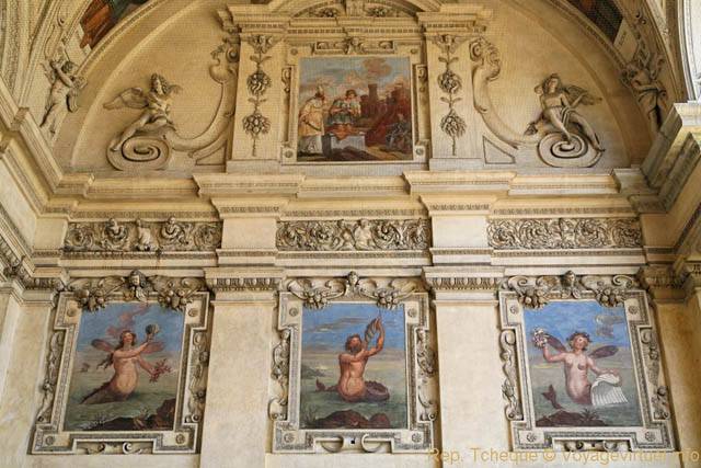 Peintures sur un mur de la Sala Terrena, Palais Wallenstein - Prag, Tschechische Republik