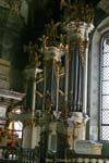 Gros plan sur les orgues de la moitié du XVIIIe siècle, Église Saint-Nicolas (Kostel sv. Mikuláše), Malá Strana, Prag, Tschechische Republik.