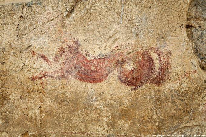 Fordongianus, römische Bäder, antike bemalte Pferd - Sardinien