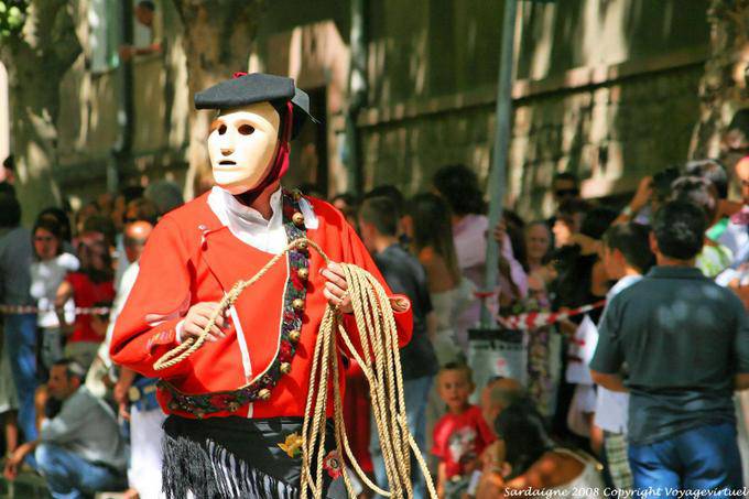 Nuoro, Festa del Redentore, Maschere Mamoiada Seil Schlinge - Sardinien