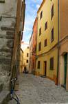 Farbige Gebäude, Castelsardo, Altstadt, Sardinien.