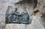 Arbeit der lokalen Bildhauers, Nuoro, Sebastiano Satta Platz, Skulptur Constantino Nivola, Sardinien.