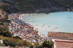 Santa Teresa di Gallura, überfüllten Strand, Sardinien.