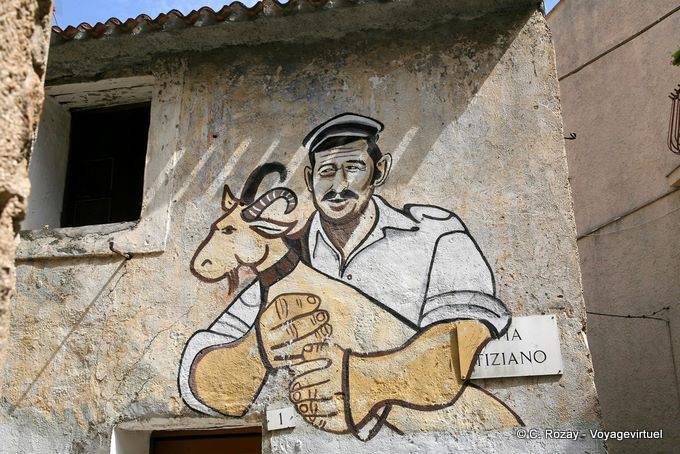 Orgosolo, der Ziegenhirt, Via Tiziano, Wandmalerei - Sardinien