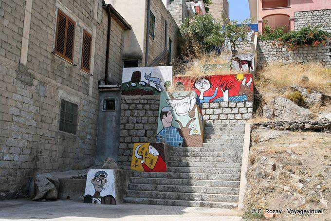 Orgosolo, unterhalten, Wand Treppen - Sardinien
