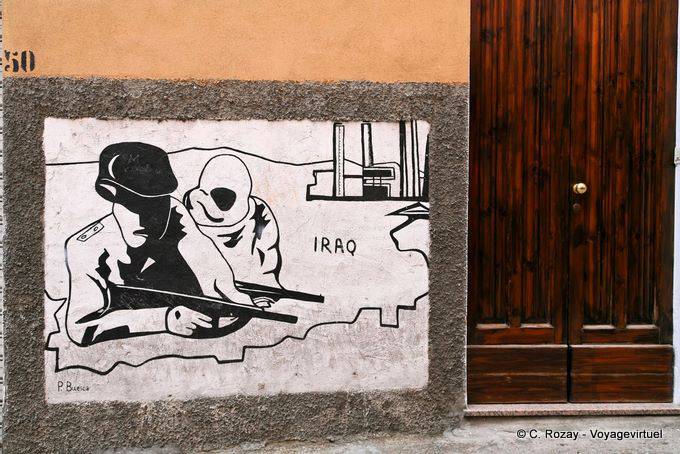 Orgosolo, der Krieg im Irak, Wandmalerei - Sardinien