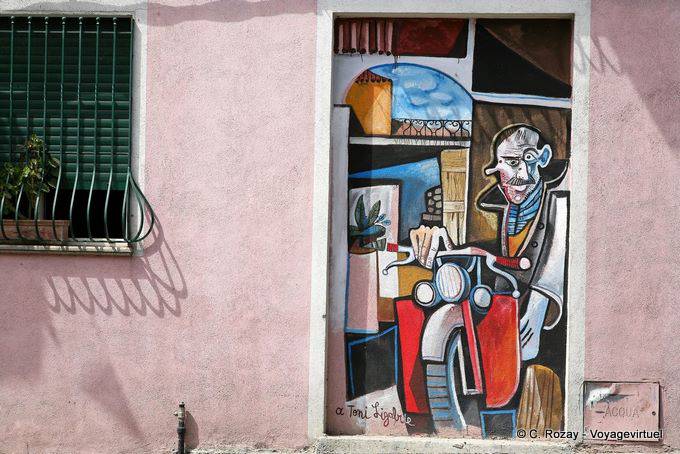 Orgosolo, der Fahrer, Toni Ligabrie, Wandmalerei - Sardinien