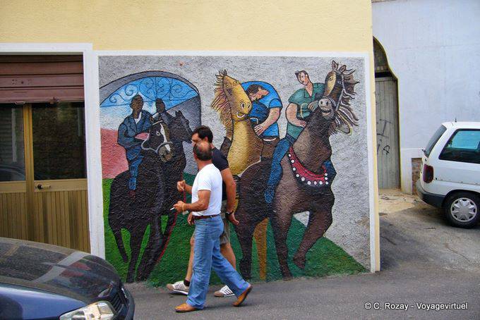 Orgosolo, der Palio, Wandmalerei - Sardinien