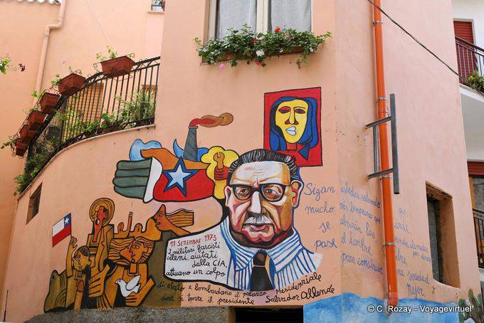 Orgosolo, Ermordung von Salvador Allende, 11. September 1973, Wandmalerei - Sardinien