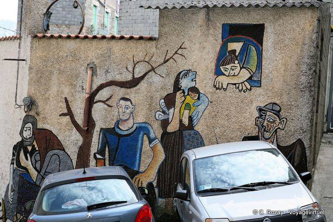 Orgosolo, Straßenszene, Wandmalerei - Sardinien