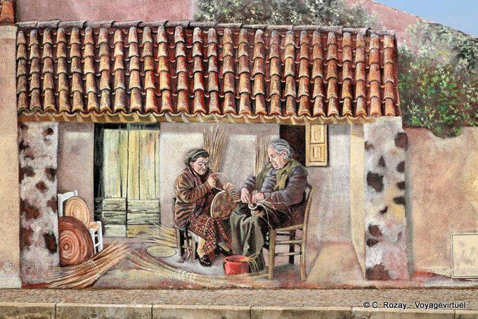 Tinnura, Darstellung des lokalen Handwerks, Wandmalerei - Sardinien