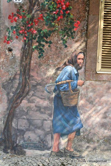 Tinnura, die alte Frau nicht vorbereitet, Wandmalerei - Sardinien