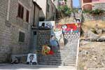 Orgosolo, unterhalten, Wand Treppen, Sardinien.