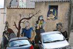 Orgosolo, Straßenszene, Wandmalerei, Sardinien.