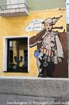 Orgosolo, ein neuer Krieg? Nein danke, Wandmalerei, Sardinien.