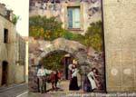Sennariolo, Country-Szene Trompe l'oeil Wandmalerei, Sardinien.
