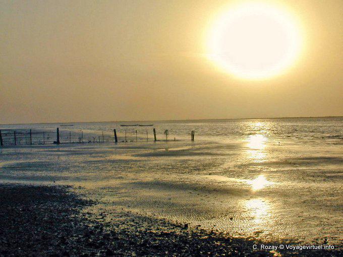 Sonnenuntergang in den Wellen, Saloum Delta- - Senegal