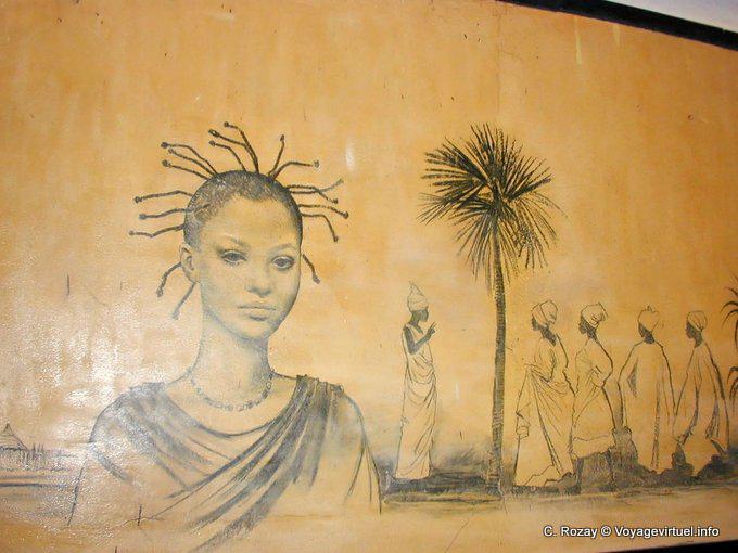 Wandgemälde, Frauen, Foundiougne - Senegal