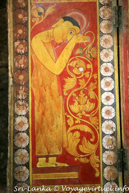 Fragment eines Freskos, Sri Gadaladeniya Tempel in Kandy - Sri Lanka