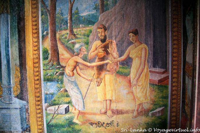 Fragment der Fresken das Leben des Gautama, Gadaladeniya Tempel, Diggala - Sri Lanka