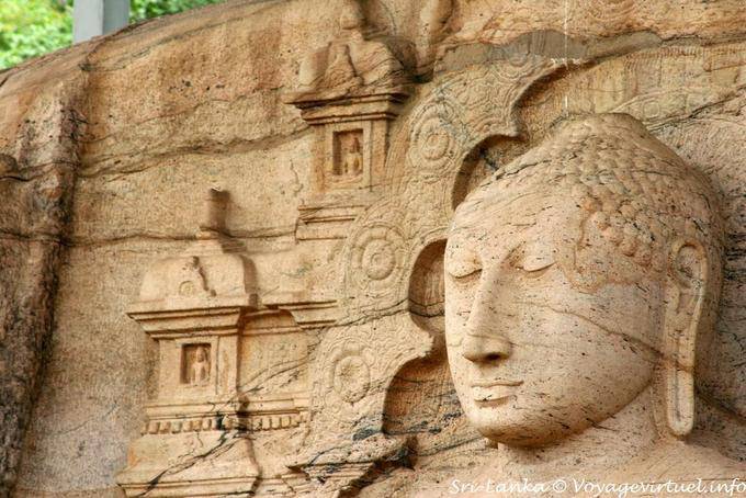 Buddha sitzt mit verzierten Thron, Gal Vihara, Polonnaruwa - Sri Lanka