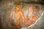 Fragment des bemalte Felsengalerie, wo die Damen von Sigiriya, Sri Lanka.