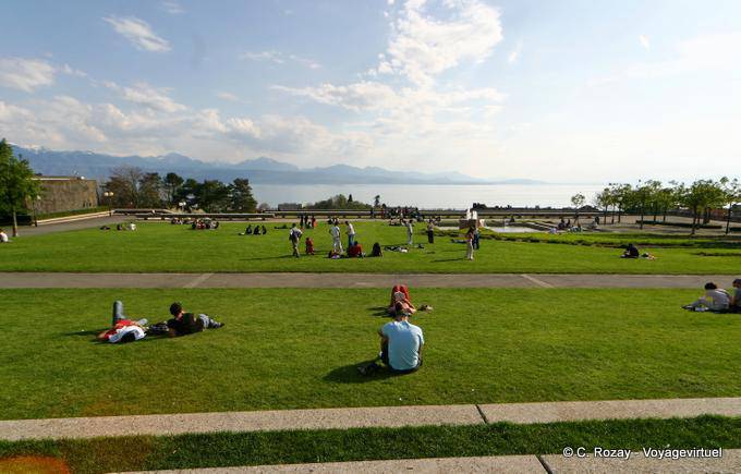 Montbenon Blick auf den See, Lausanne - Die Schweiz