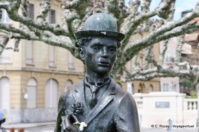 Charlie Chaplin und rosa Statue Perdonnet Pier, Vevey - Die Schweiz