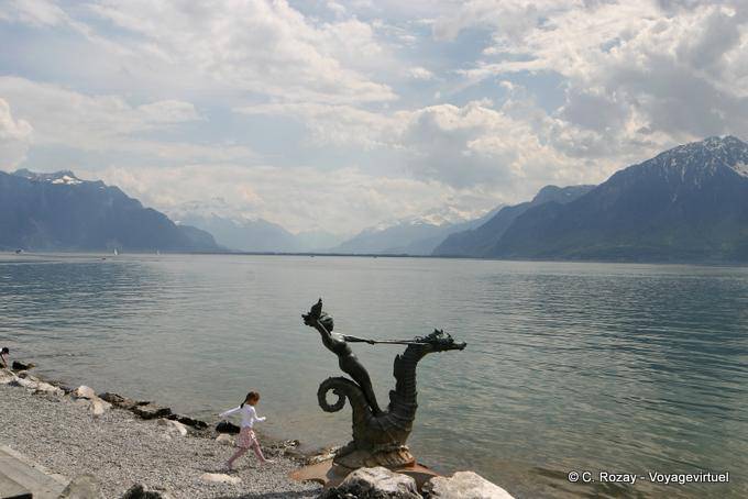 Panorama des Hippocampus, Vevey - Die Schweiz
