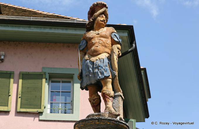 Rue St. Martin Center, polychrome Statue Vevey - Die Schweiz