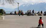 Sonntag Promenade Ouchy, Die Schweiz.
