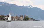 Das Segelboot auf dem Genfersee, Vevey, Die Schweiz.